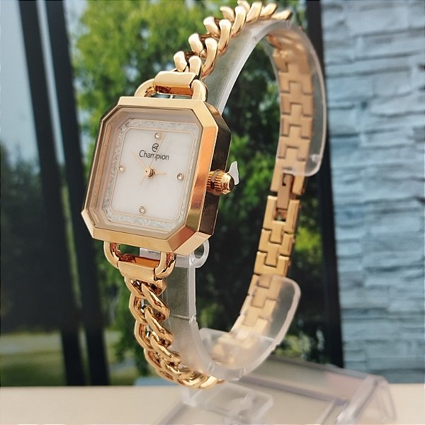 Relogio feminino Champion dourado CF25849H