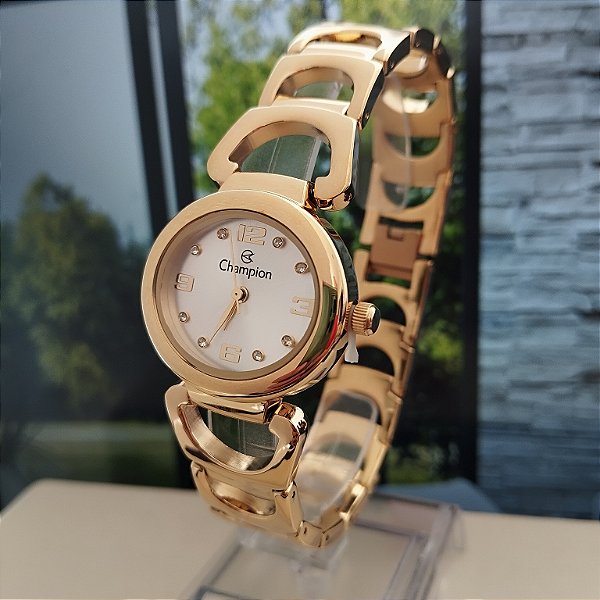 Relogio feminino Champion dourado CF26106H