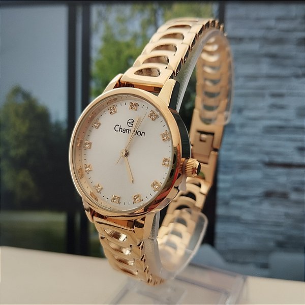 Relogio feminino Champion dourado CF25929H