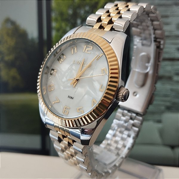 Relogio feminino Prata com Dourado Lince LRTJ176L36B2SK