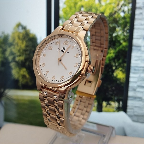 Relogio feminino Champion dourado CN28142H