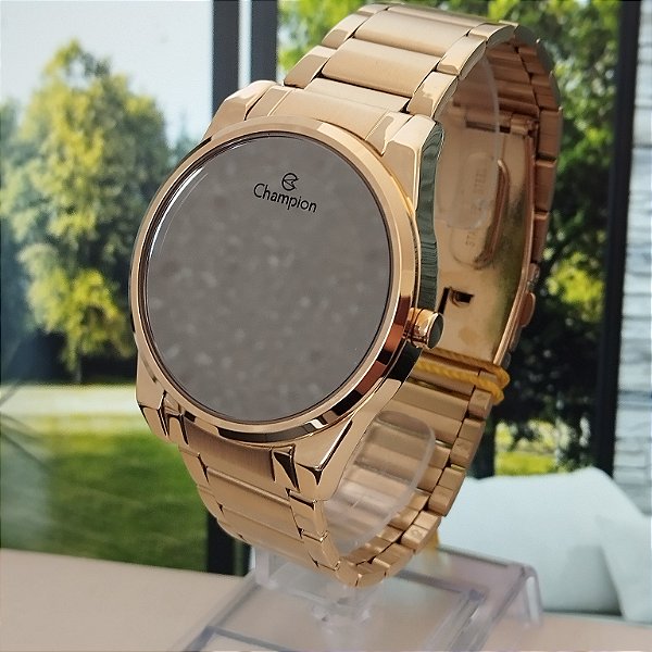 Relogio feminino Champion dourado digital CH40124B