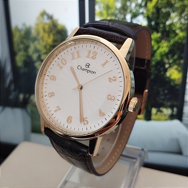 Relogio feminino Champion de couro vinho CN20560S