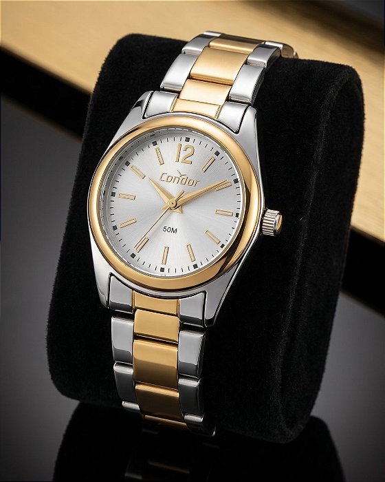 Relogio feminino Condor prata com dourado CO2035NYE/4K