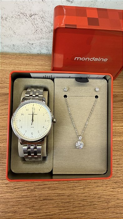 Kit Relógio Feminino Mondaine Prata - 99906L0MKNE2K1