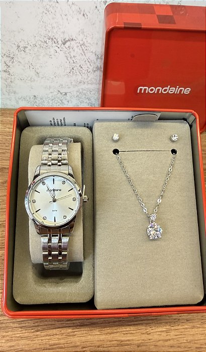 Kit Relógio Feminino Prata - Mondaine - 99914L0MKNE2K1