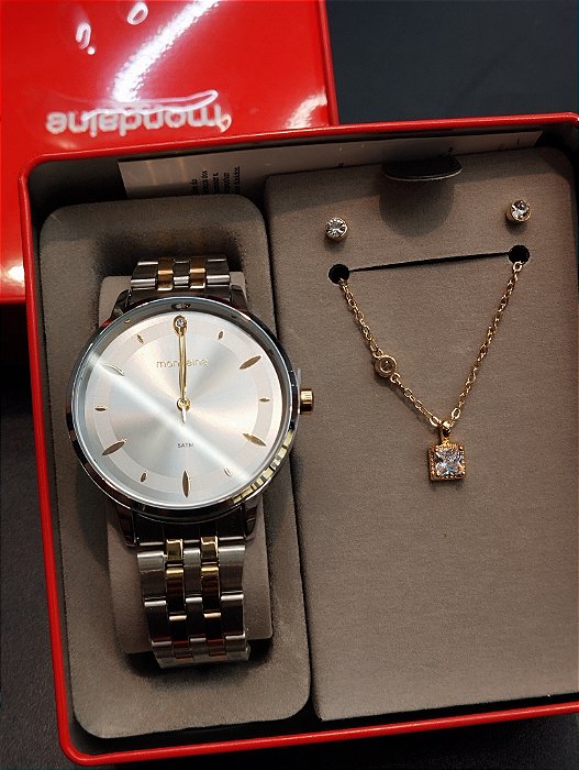 Kit Relógio Feminino Mondaine Dourado e Prata - 99920LPMKBE3K1
