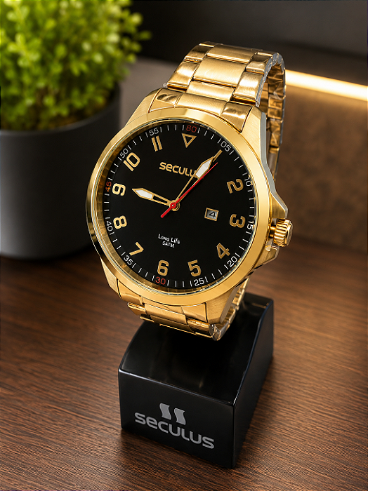 Relogio Masculino Seculus dourado 44298GPSVDA2