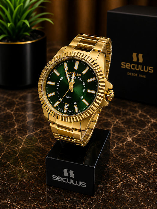 Relogio Masculino Seculus Dourado 44264GPSVDA4