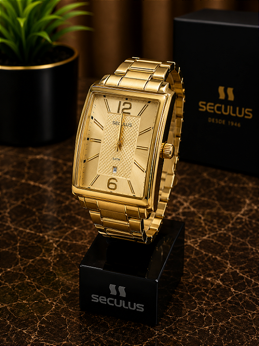 Relogio Masculino Seculus Dourado 23706GPSVDA1