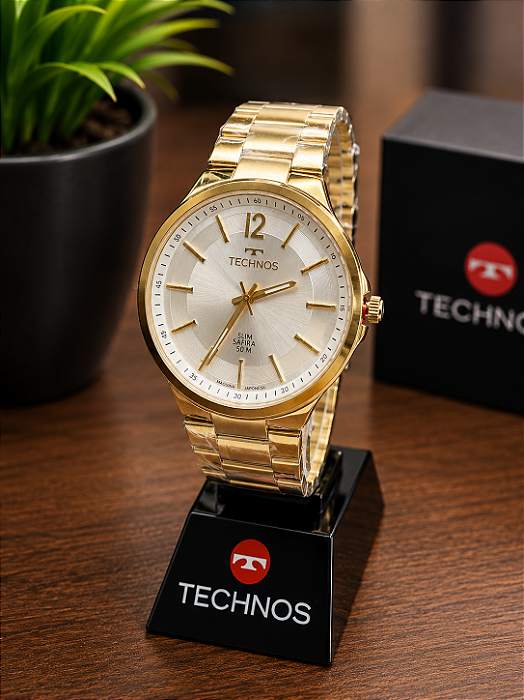 Relógio Technos Masculino Dourado - GL32BK/1K