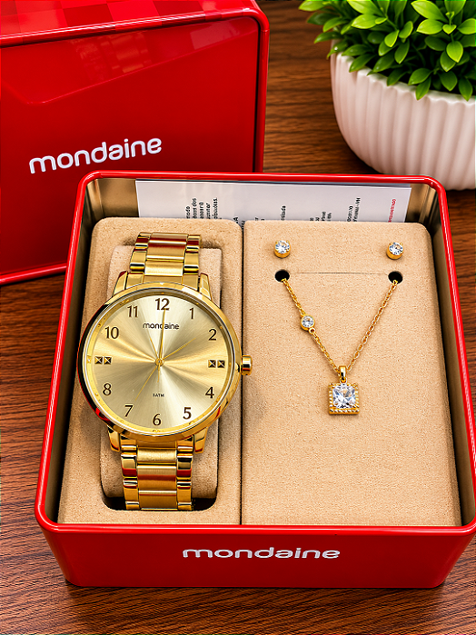 Kit Relógio Mondaine Dourado - 99923LPMKDE1