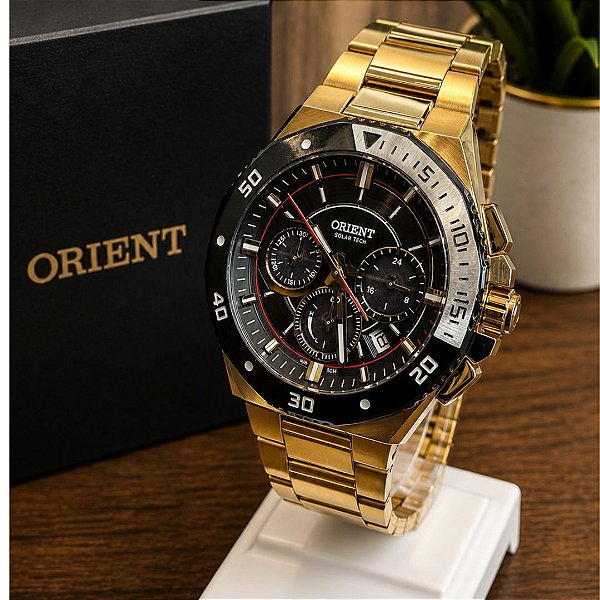 Relógio Masculino Orient Dourado - MGSSC065 (SOLAR TECH)