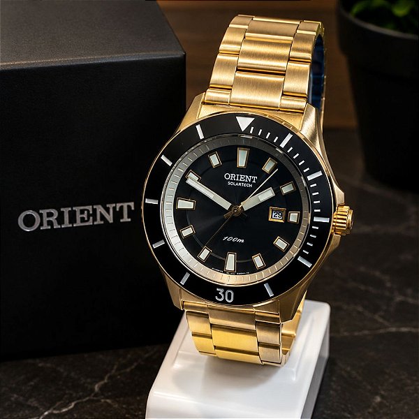 Relógio Masculino Orient Dourado - MGSS1291 (SOLAR TECH)