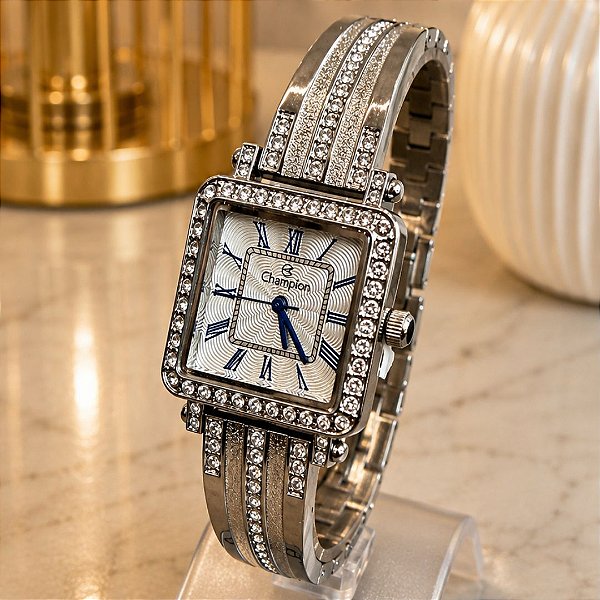 Relogio Champion Feminino Prata Com Pedras - CF25965Q