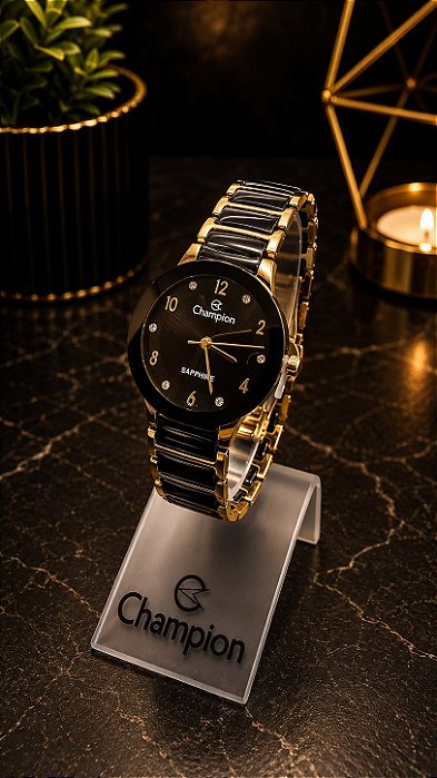 Relogio Champion Vidro de Safira/ Pulseira de Cerâmica CS28503U