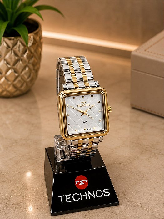 Relogio feminino Technos prata com dourado 2035NFY/1K