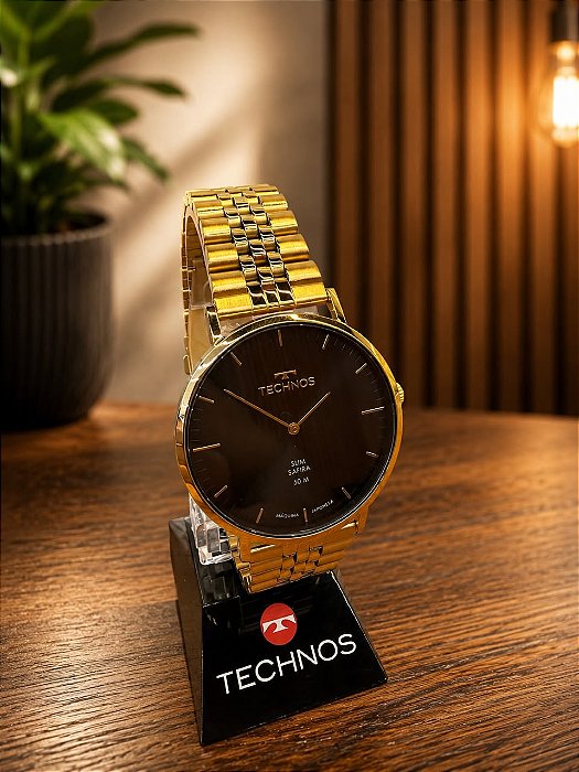Relogio masculino Technos dourado SLIM 2025LUI/1P