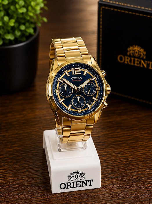 Relogio masculino Orient dourado Solartech MGSSC068D2KX
