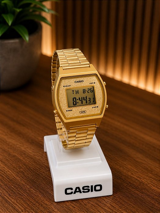 Relógio Feminino Vintage Casio Dourado Gliter - B640WGG-9DF