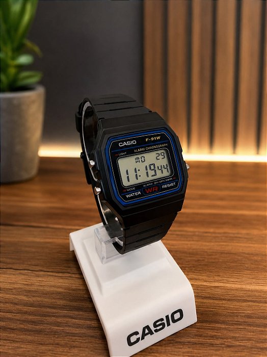 Relógio Casio Masculino Digital Preto - F-91W-1DG-SC