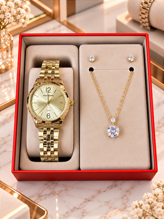 Kit Relógio Feminino Mondaine Prata - 99911lpmkde1k1