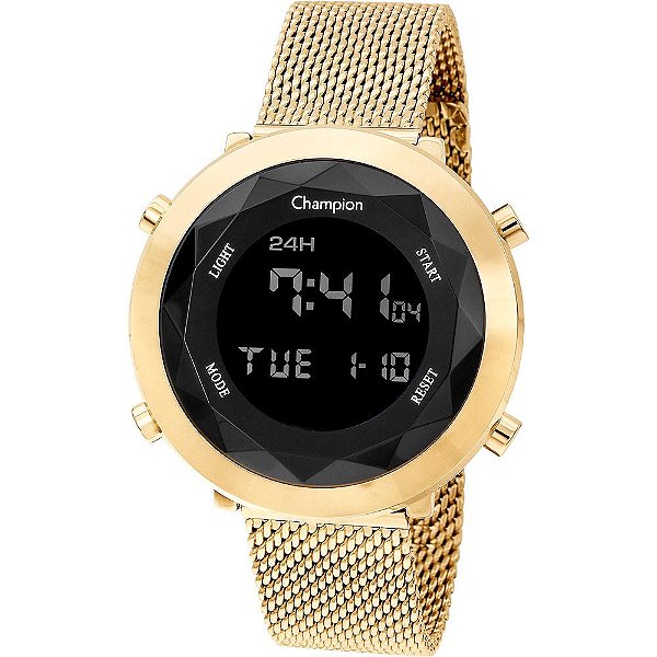 Relógio Feminino Champion Digital Led Dourado CH48028U