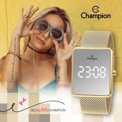 Relógio Digital Champion Dourado Espelhado Ch40080B - RELOGIOS M6