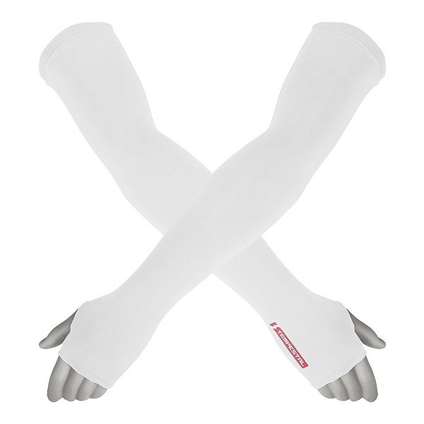 Manguitos Proteção Braço e Punhos com Encaixe para Dedo UV50+ Branco