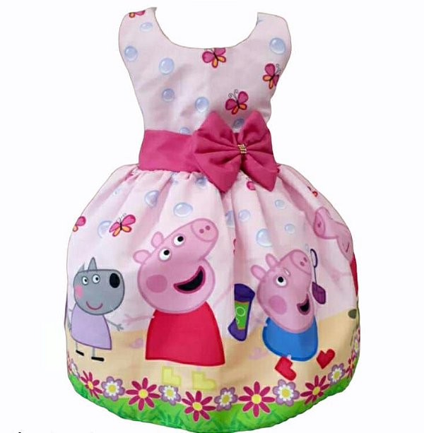 Vestido Peppa Pig Luxo Festa Aniversário Infantil Temático - Mabelly Kids
