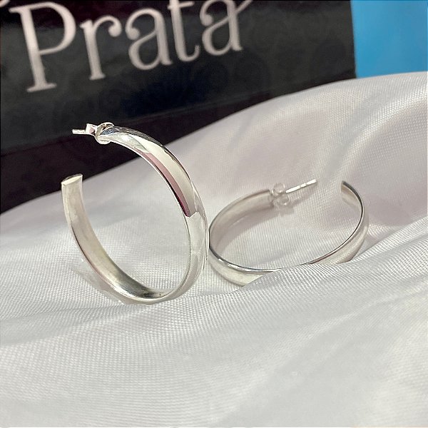 Brinco de Prata Meia Argola