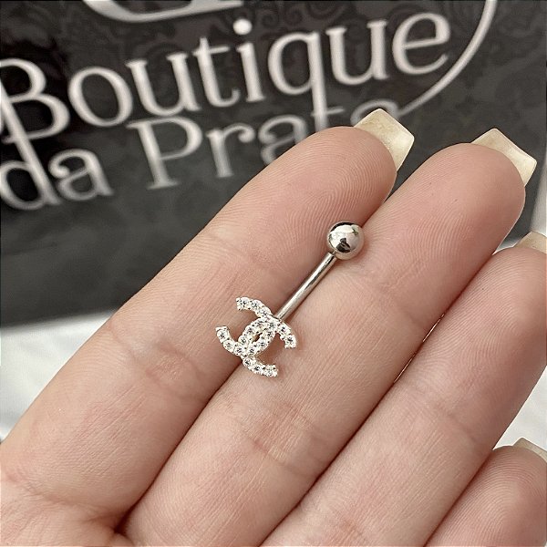 Piercing de Prata Umbigo Chanel Boutique da Prata