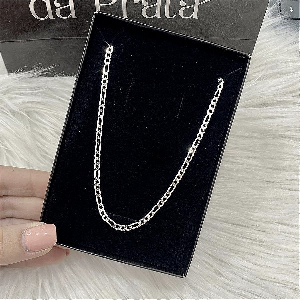 Corrente de Prata 3x1 - 3mm e 60cm