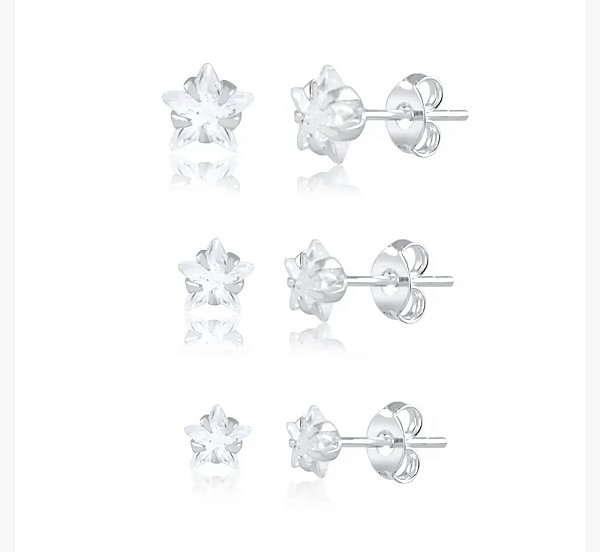 Brinco de Prata Trio Estrela