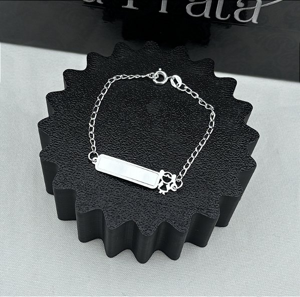 Pulseira de Prata Infantil Plaquinha Menina