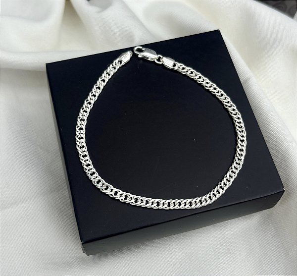 Pulseira de Prata Grumet Dupla - 4mm