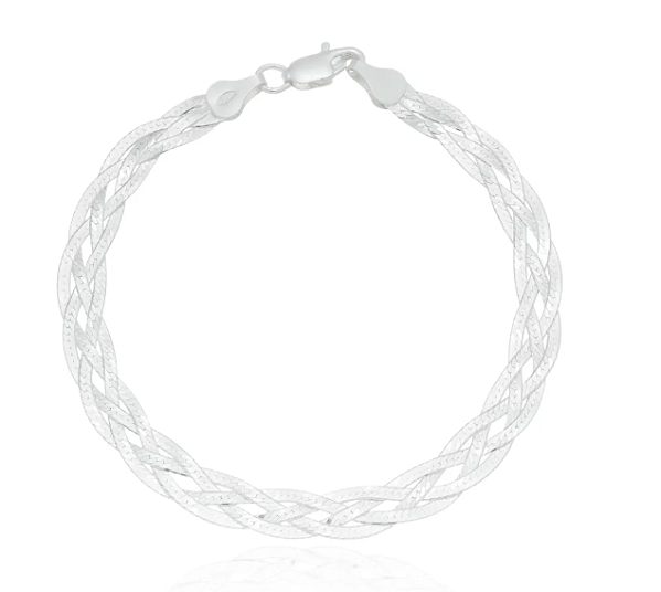Pulseira de Prata Trançada 4 fios