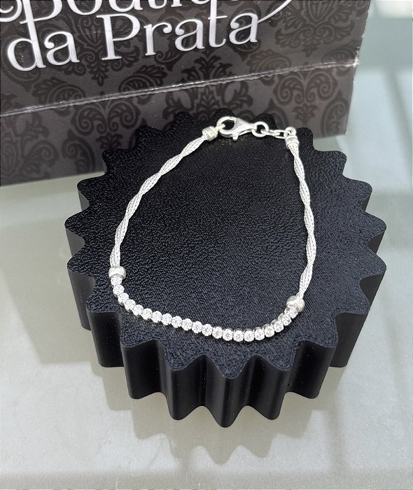 Pulseira de Prata Riviera Trançada