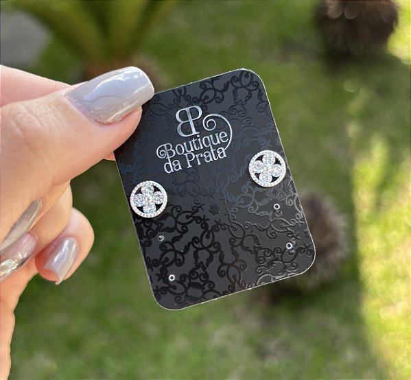 Brinco Flor Zircônia Prata 925