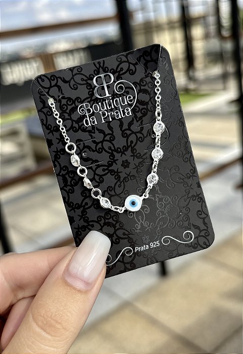 Pulseira de Prata Olho Grego e Pedras