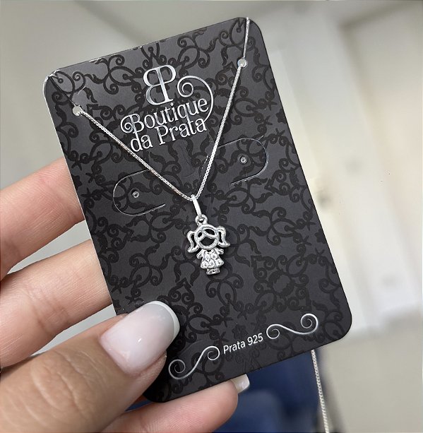 Colar de Prata Menina Cravejada