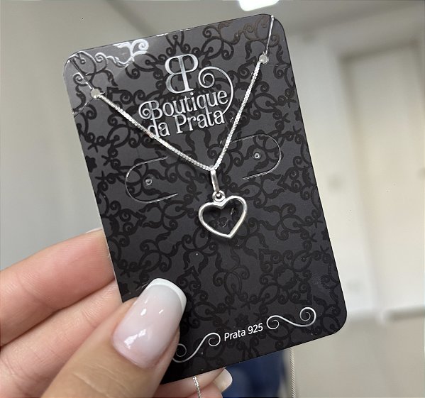 Colar de Prata Coração Vazado Liso