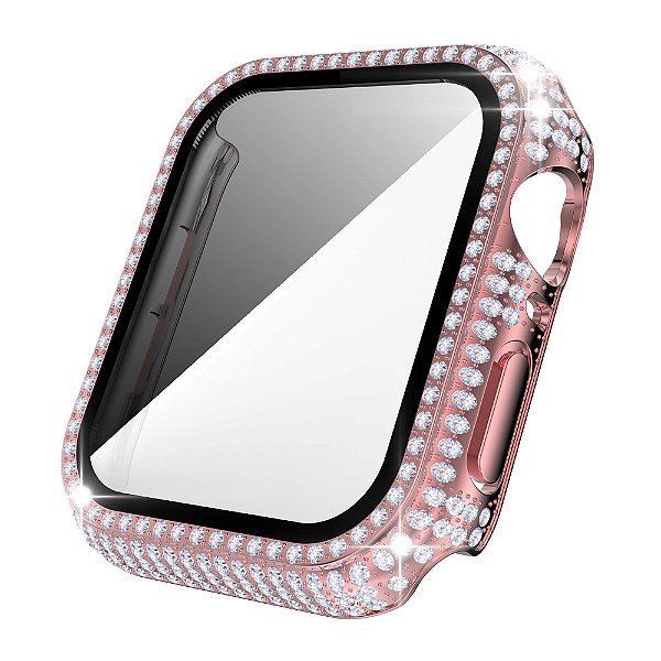 CASE LUXO APPLE WATCH SE VIDRO TEMPERADO 44mm