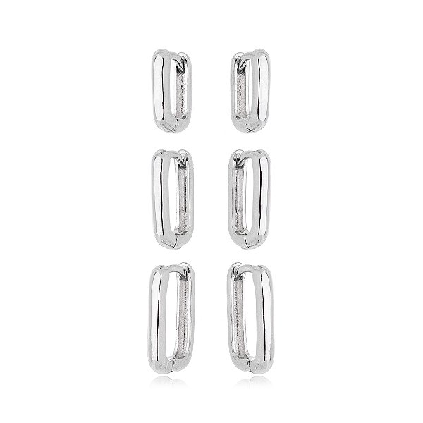 Argola Retangular Trio