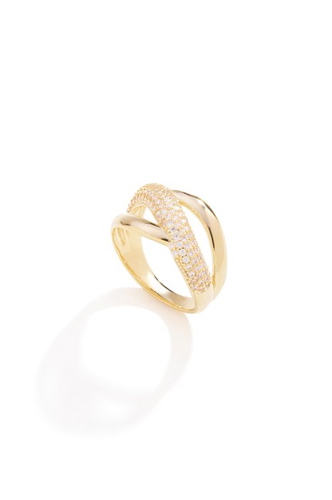 Anel Liso com Detalhe Cravejado