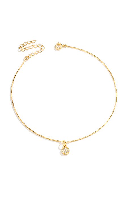 Tornozeleira Pingente Redondo Cravejado