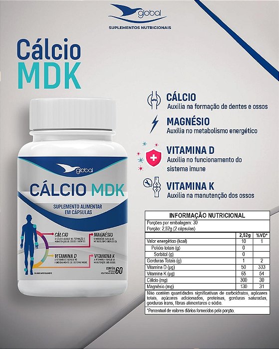 CALCIO MDK 1000MG 60 CAPSULAS
