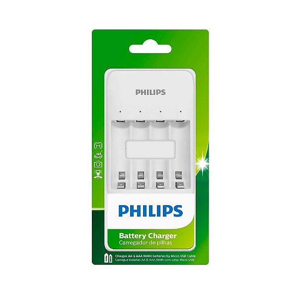 Pilhas Recarregáveis Aa Philips 2450mah Com Carregador