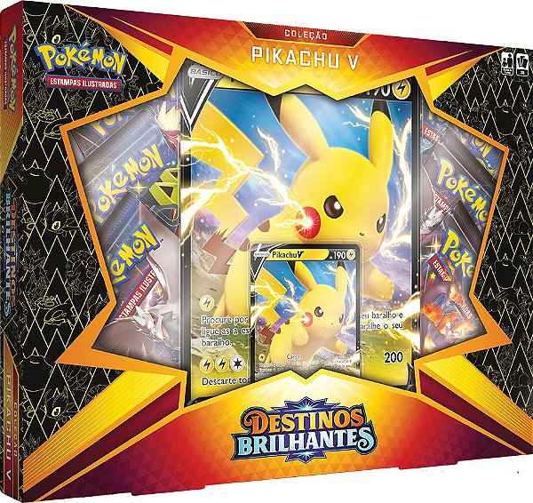 Box Coleção Pikachu V Destinos Brilhantes Pokémon Estampas Ilustradas