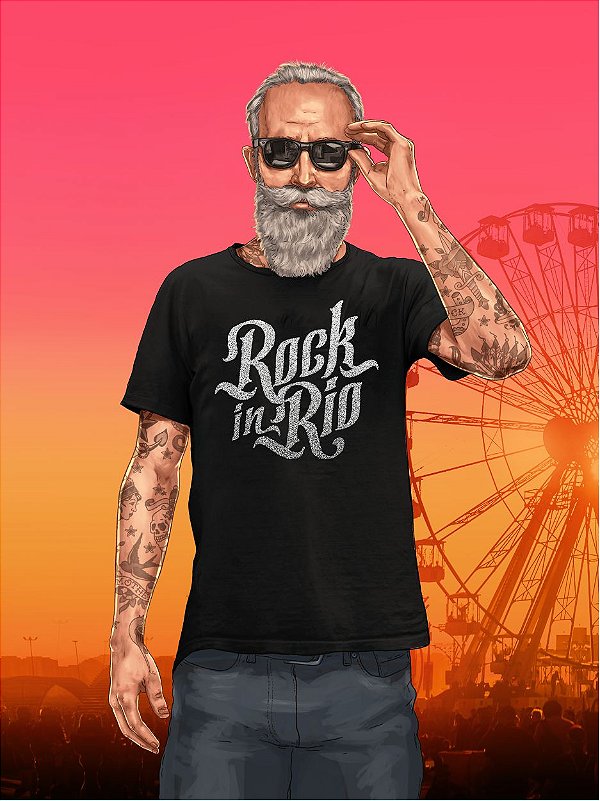 Camiseta Gothic Masculina Preta Rock in Rio